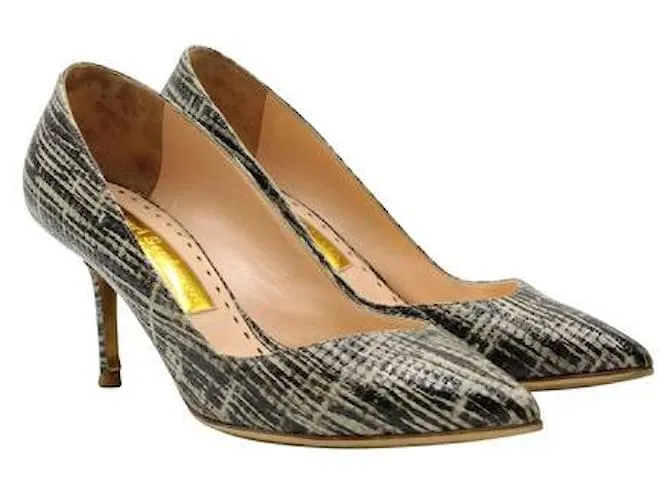 Rupert Sanderson Tacones en punta con textura en blanco y negro Multicolor 