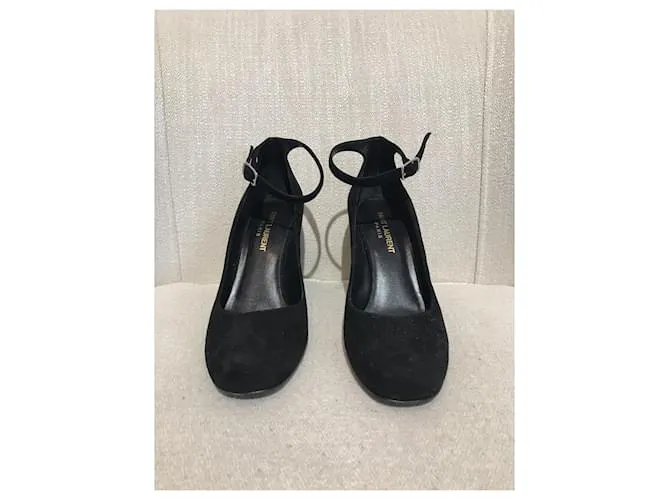 SAINT LAURENT Tacones T.UE 36 ante Negro 