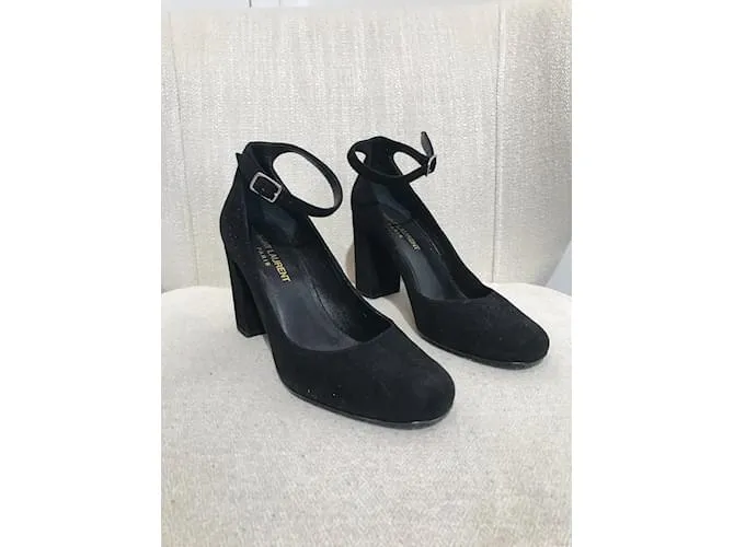 SAINT LAURENT Tacones T.UE 36 ante Negro 