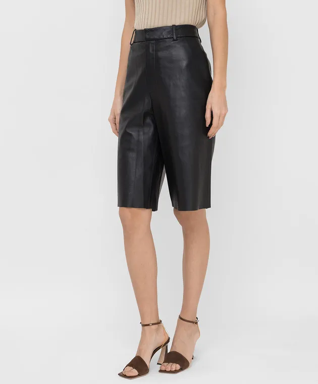 Simonetta Ravizza Black Leather Bermuda Shorts