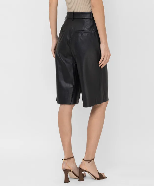 Simonetta Ravizza Black Leather Bermuda Shorts