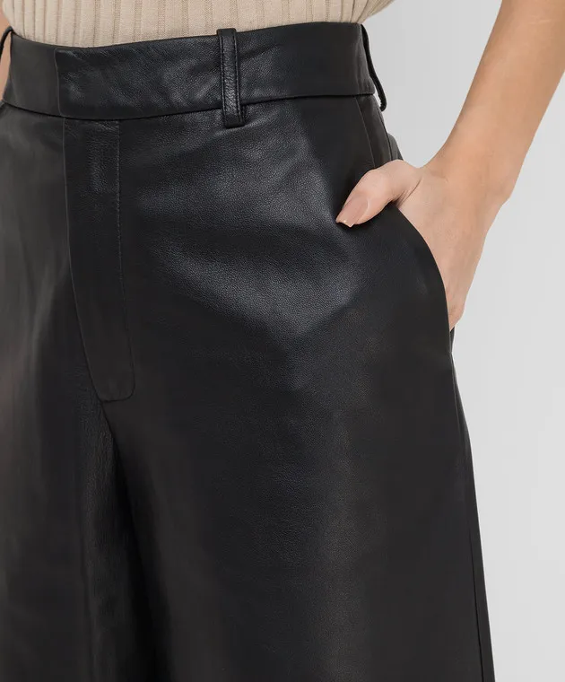 Simonetta Ravizza Black Leather Bermuda Shorts