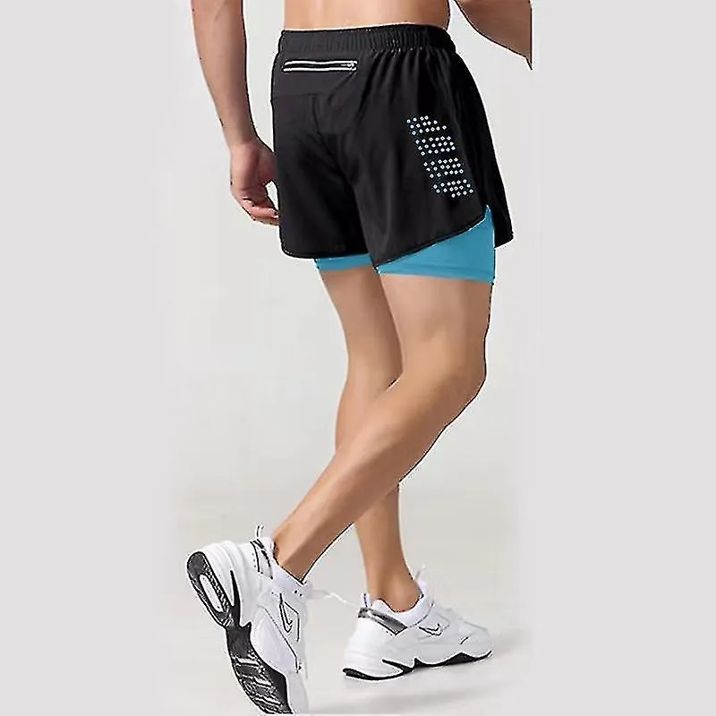 Sport Shorts Men Sportswear Double-deck Training Short Pant Summer 2 In 1 Beach Homme Clothing Jogging Gym Running Shorts Z