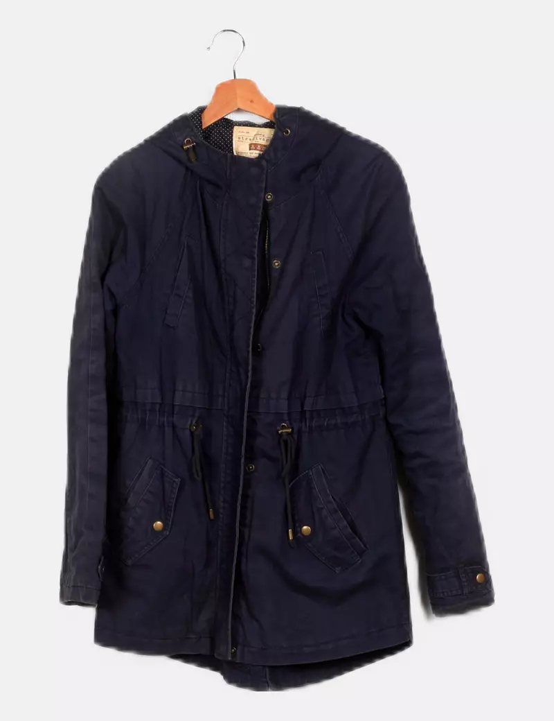 Stradivarius Parka azul marino básica