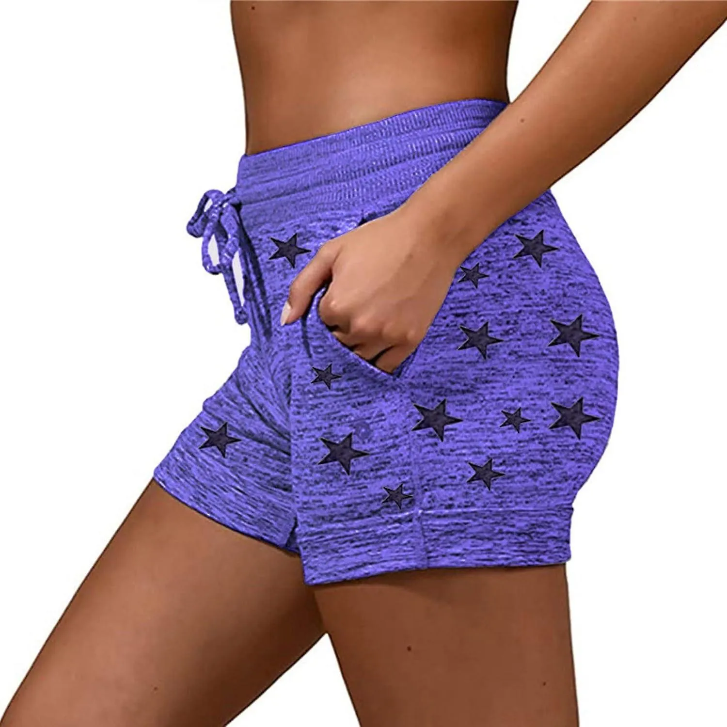 Summer Shorts For Women 2024 Trendy Print Yoga Pants Casual Loose Elastic Drawstring Trousers Comfy Beach Shorts with Pockets