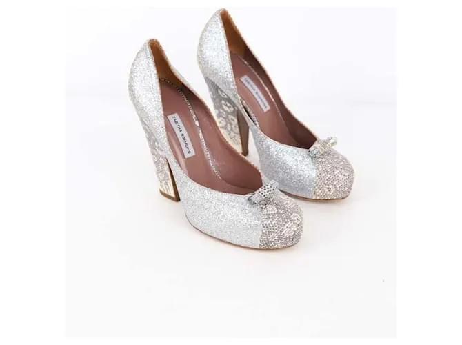 Tabitha Simmons Tacones de cuero Plata 