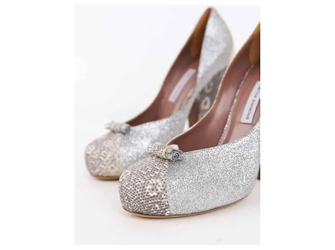 Tabitha Simmons Tacones de cuero Plata 