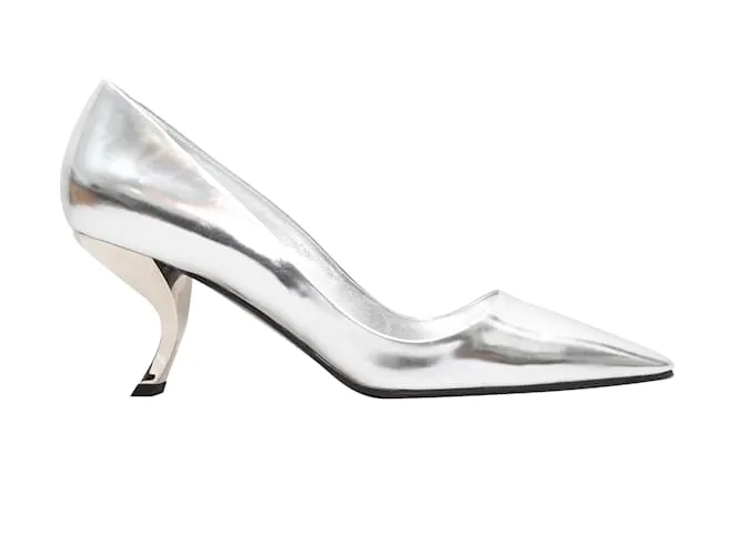 Tacones de coma con punta en punta y charol Roger Vivier plateados 39 Plata 