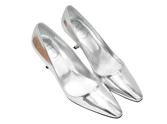 Tacones de coma con punta en punta y charol Roger Vivier plateados 39 Plata 