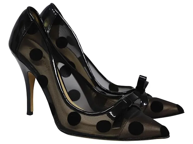 Tacones Kate Spade Lisa Polka Dot en seda negra Negro 