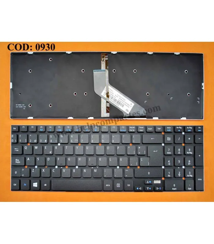TECLADO ACER ASPIRE 5830 5755 5755G 5830G 5830T 5830TG V3 V3-551 SERIES SIN MARCO+BACKLIT V121702AK4 BK SP ORIG.