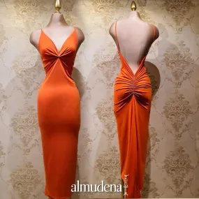 Vestido Naranja Corto Tirantes Ajustado