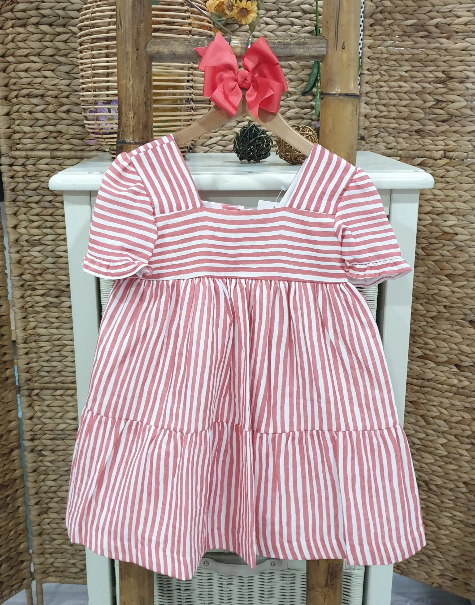 Vestido niña rayas roja R180913