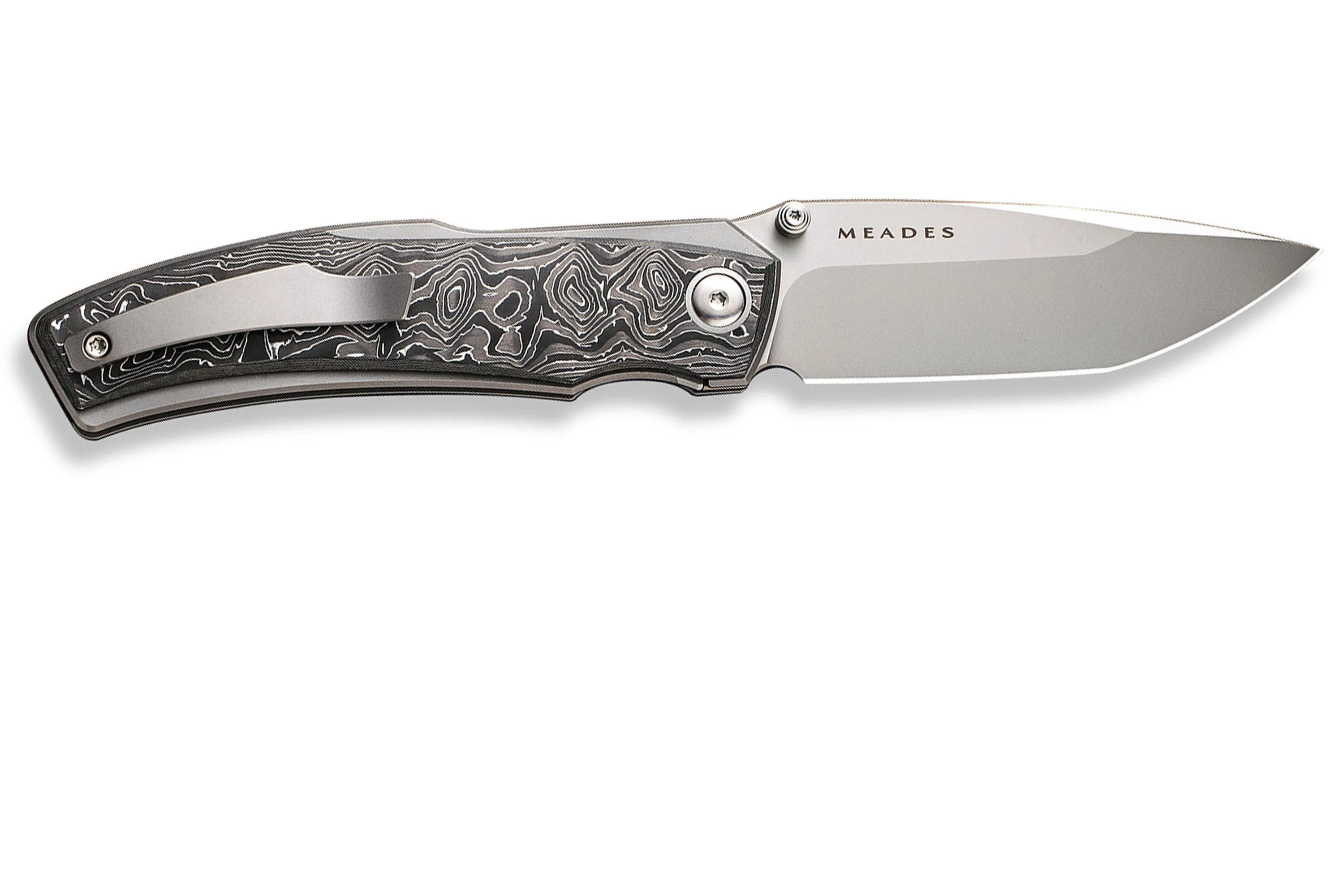 WE Knife Swordfin WE23067-3 Bead Blasted CPM 20CV, Aluminum Foil Carbon Fiber Gray Titanium navaja, diseño Thys Meades