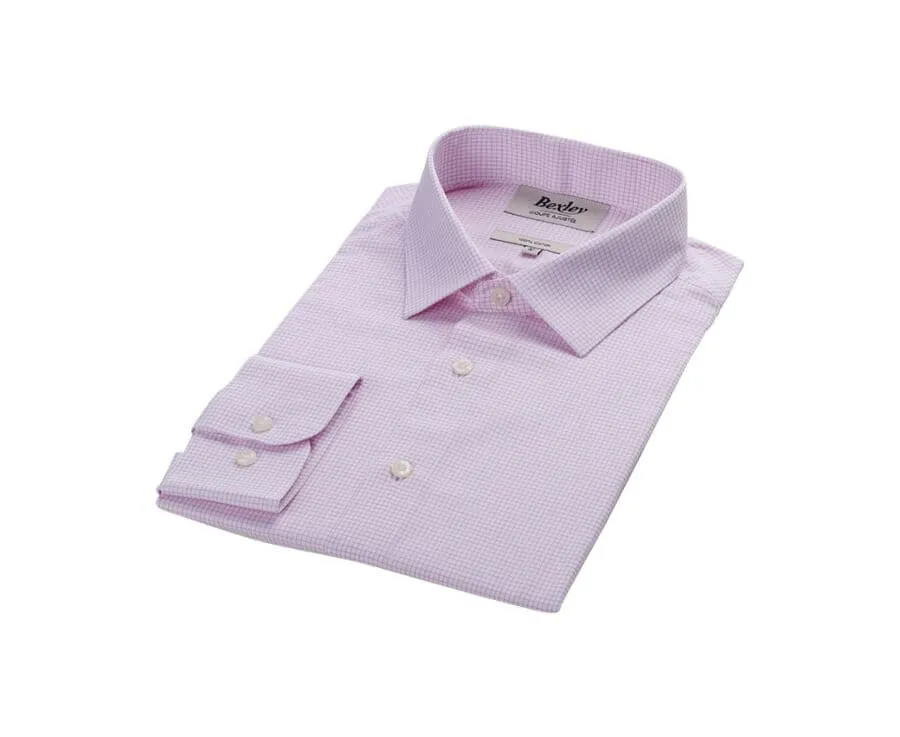 White with light pink check men's twill shirt - MARTINIEN
