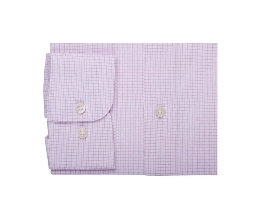 White with light pink check men's twill shirt - MARTINIEN