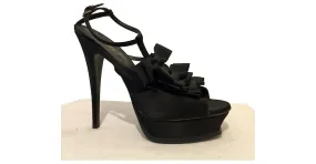 Yves Saint Laurent YSL Rive Gauche vintage Tribute tacones de satén Negro 