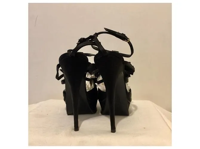 Yves Saint Laurent YSL Rive Gauche vintage Tribute tacones de satén Negro 