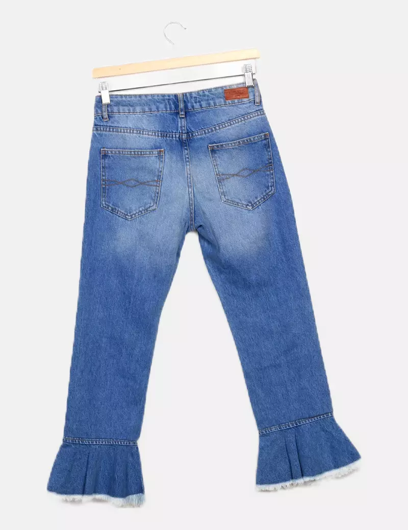 Zara Pantalón denim volante